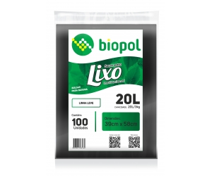 Saco Plástico Preto Para Lixo - 20 Litros - 100 Und Linha Leve