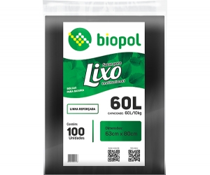 Saco Plástico Preto Para Lixo 60 Litros - 100 Und - Linha Reforçada